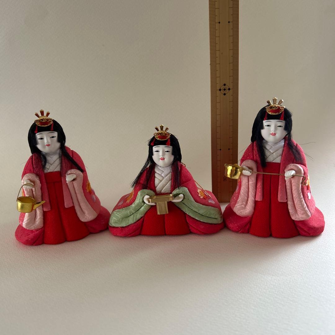 木目込み　雛人形　三人官女　ミニ　刺繍