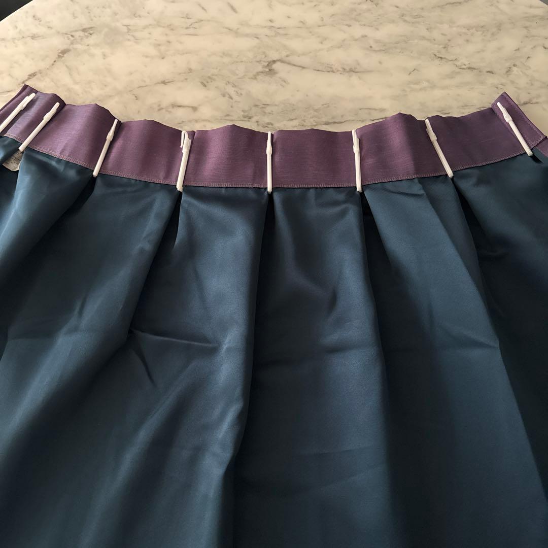 パープル&グリーンツートンドレープカーテンレース付き