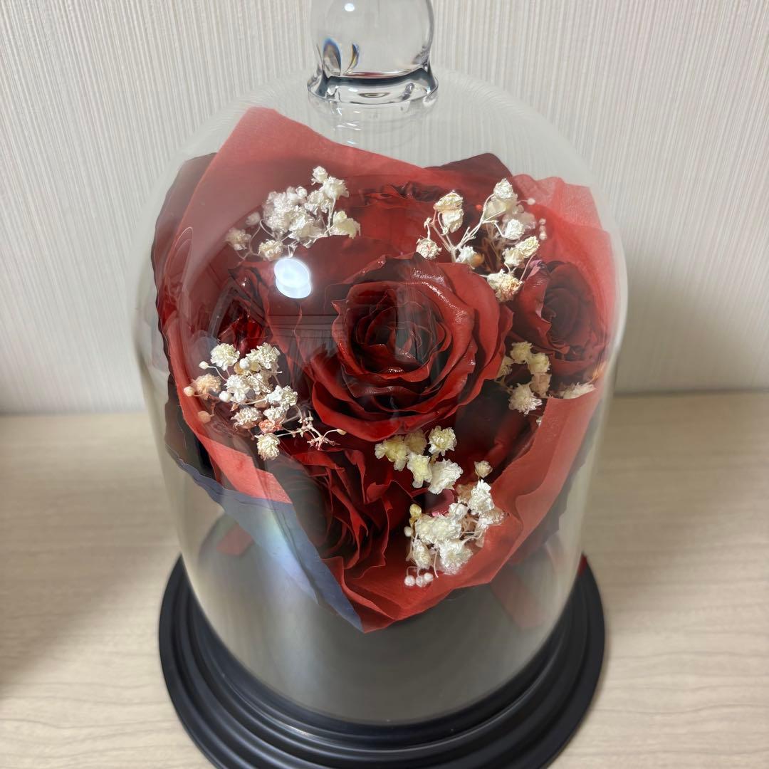 プリザーブドローズ ガラスドームアレンジメント