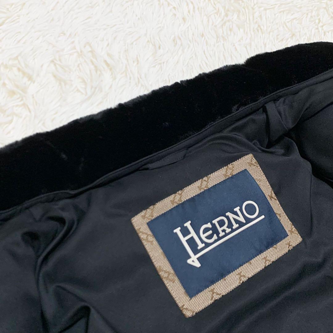 【未使用】ヘルノ ダウン ボンバージャケット アレンデール フェイクファ黒 48