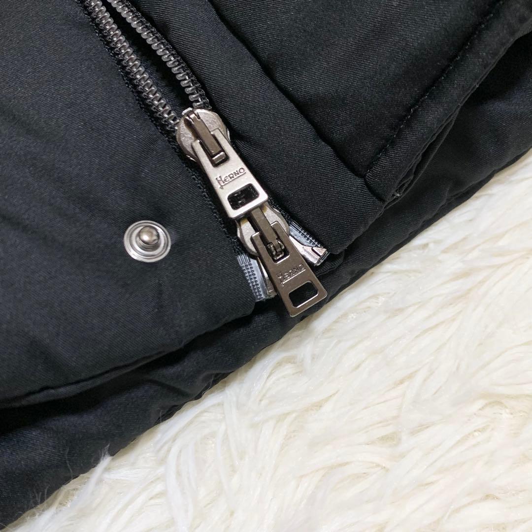 【未使用】ヘルノ ダウン ボンバージャケット アレンデール フェイクファ黒 48