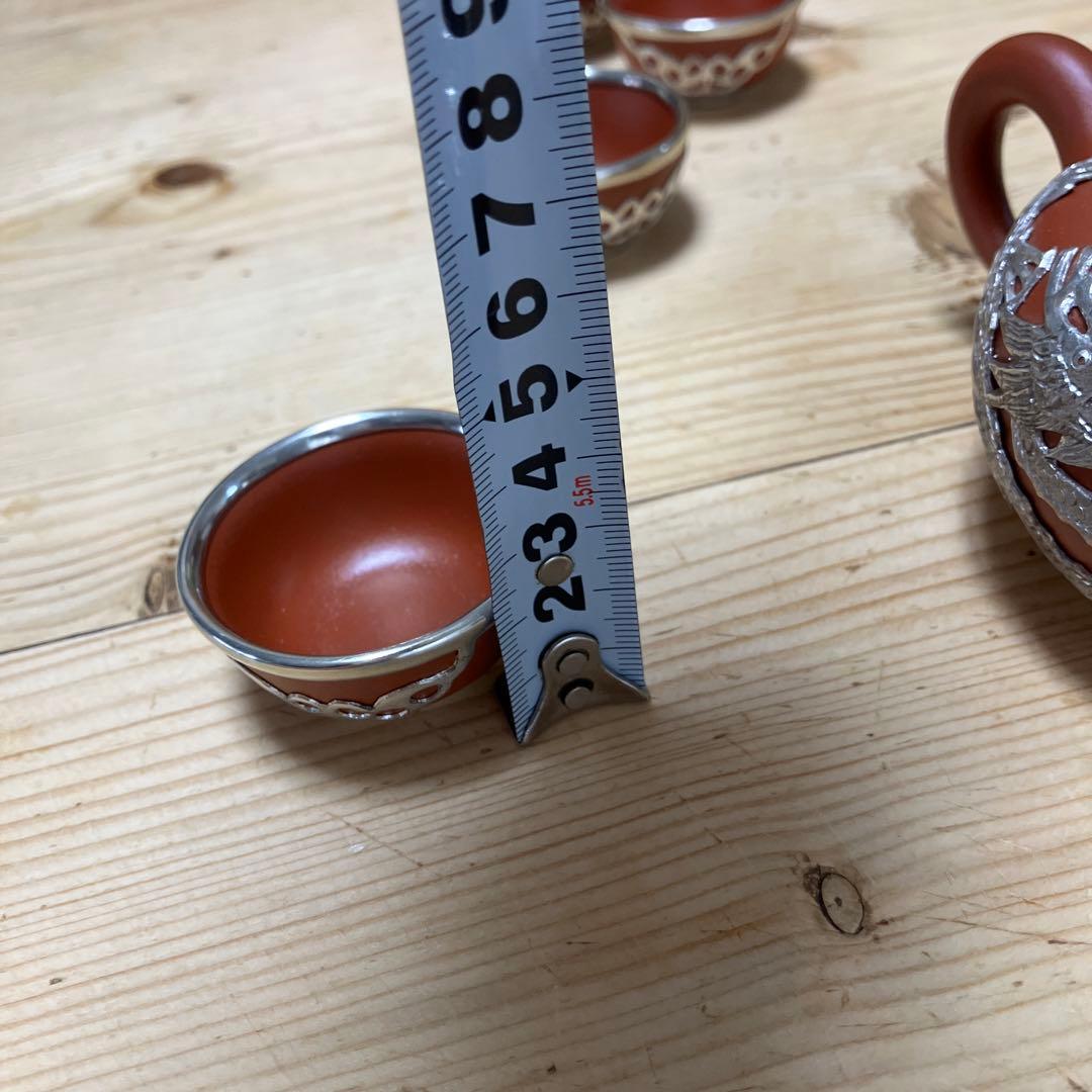 中国美術　紫粘土茶壺（急須の意）ピューター鋳