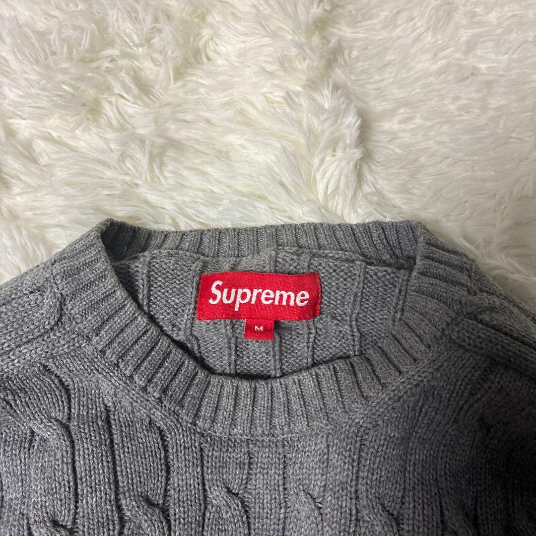 Supreme ケーブル編み ニットセーター M グレー