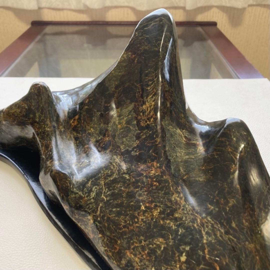 鑑賞石 天然石 オブジェ 置物 インテリア 山型 山脈 模様 約6.5kgレトロ