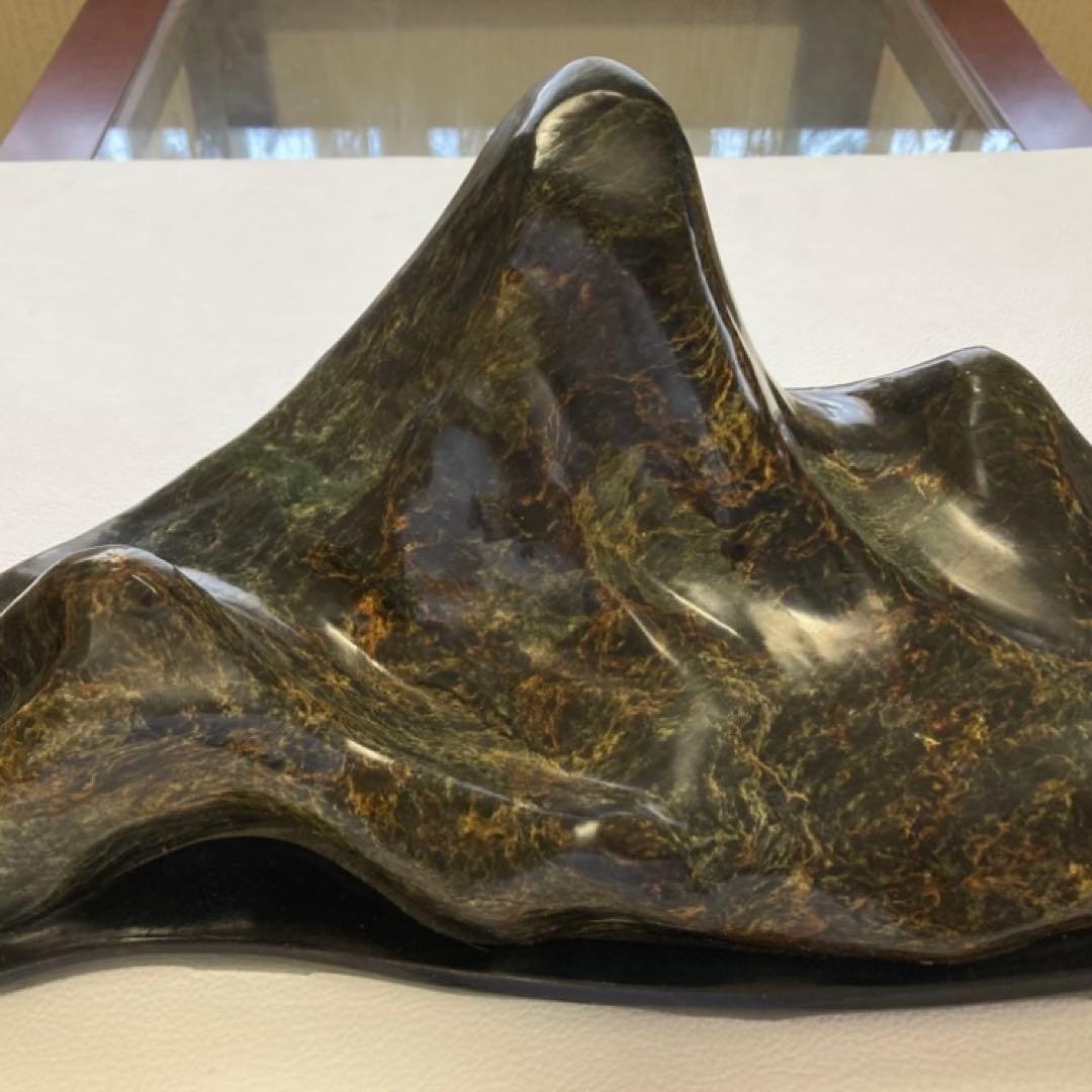 鑑賞石 天然石 オブジェ 置物 インテリア 山型 山脈 模様 約6.5kgレトロ