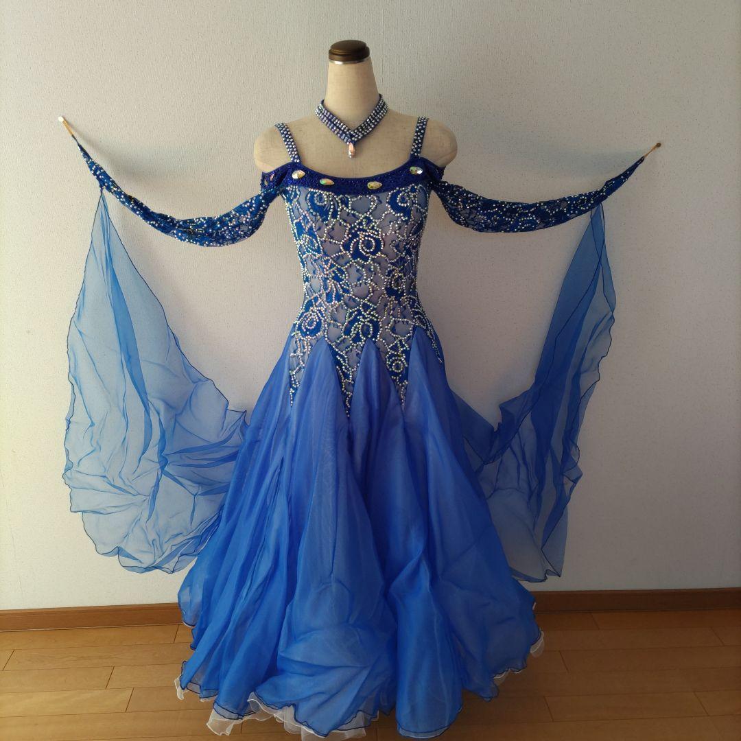青い社交ダンスドレス