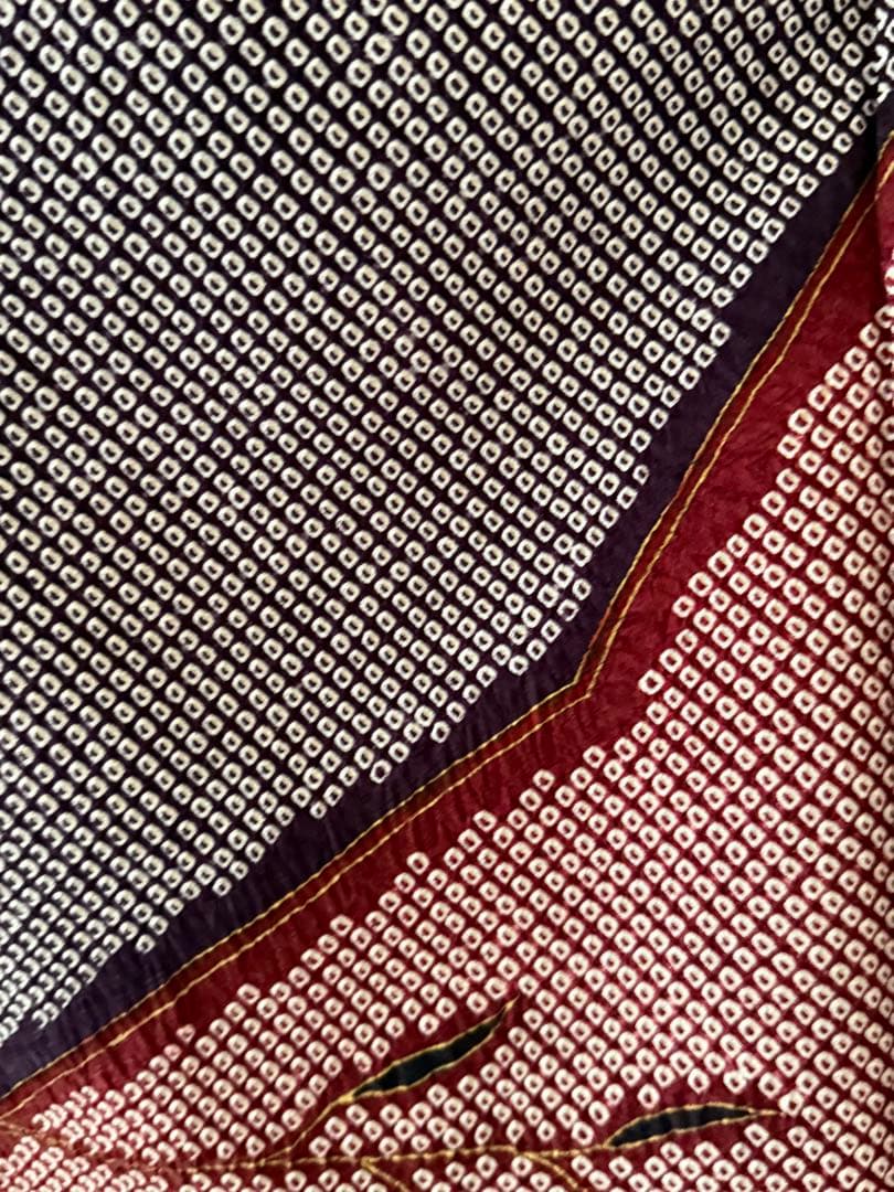 総絞り 訪問着 正絹 枝葉模様 幾何学文様 身丈155cm (新品未着用品)