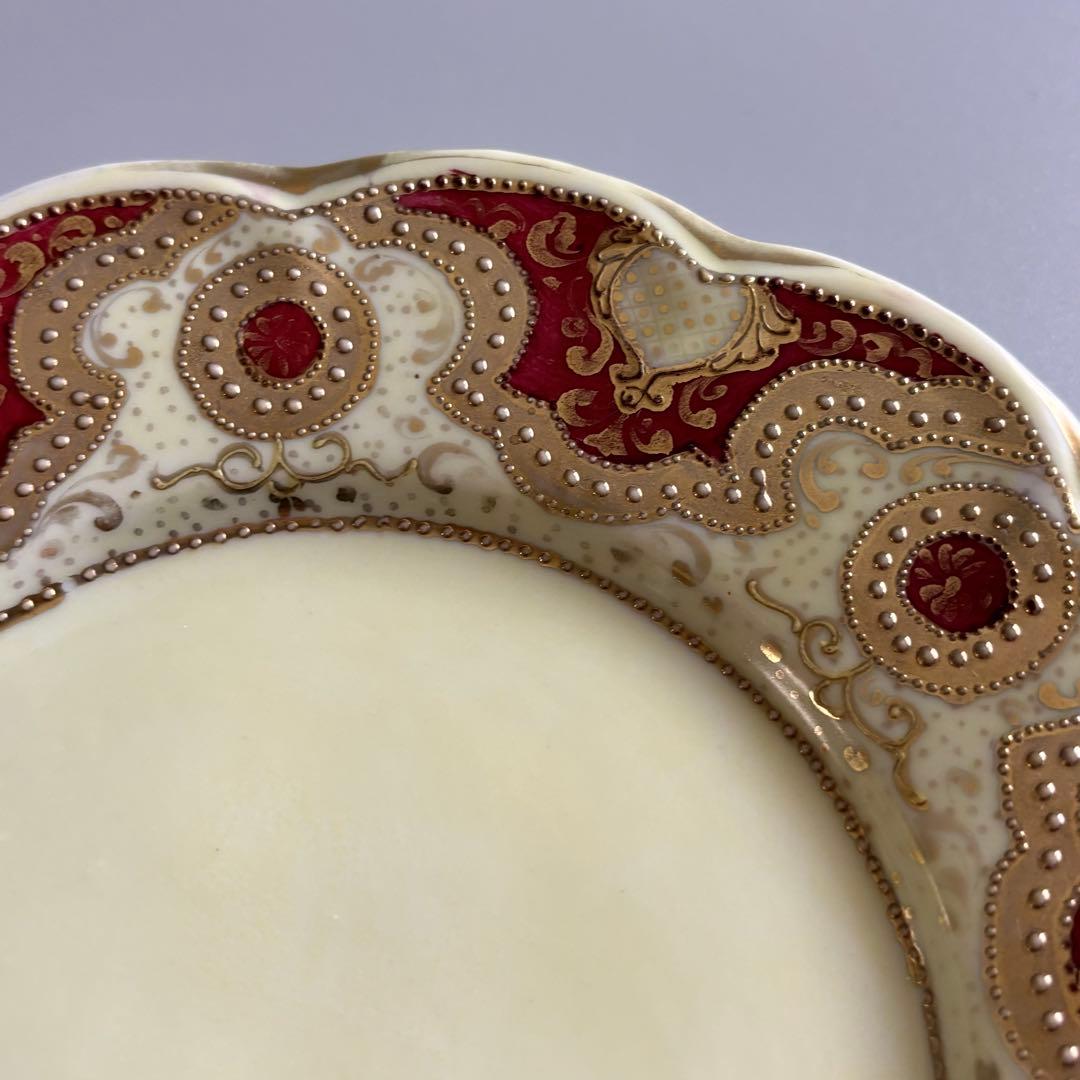 英国製アンティーク 1880年代　ロイヤルウースター　深紅と盛上げ金彩【稀少品】