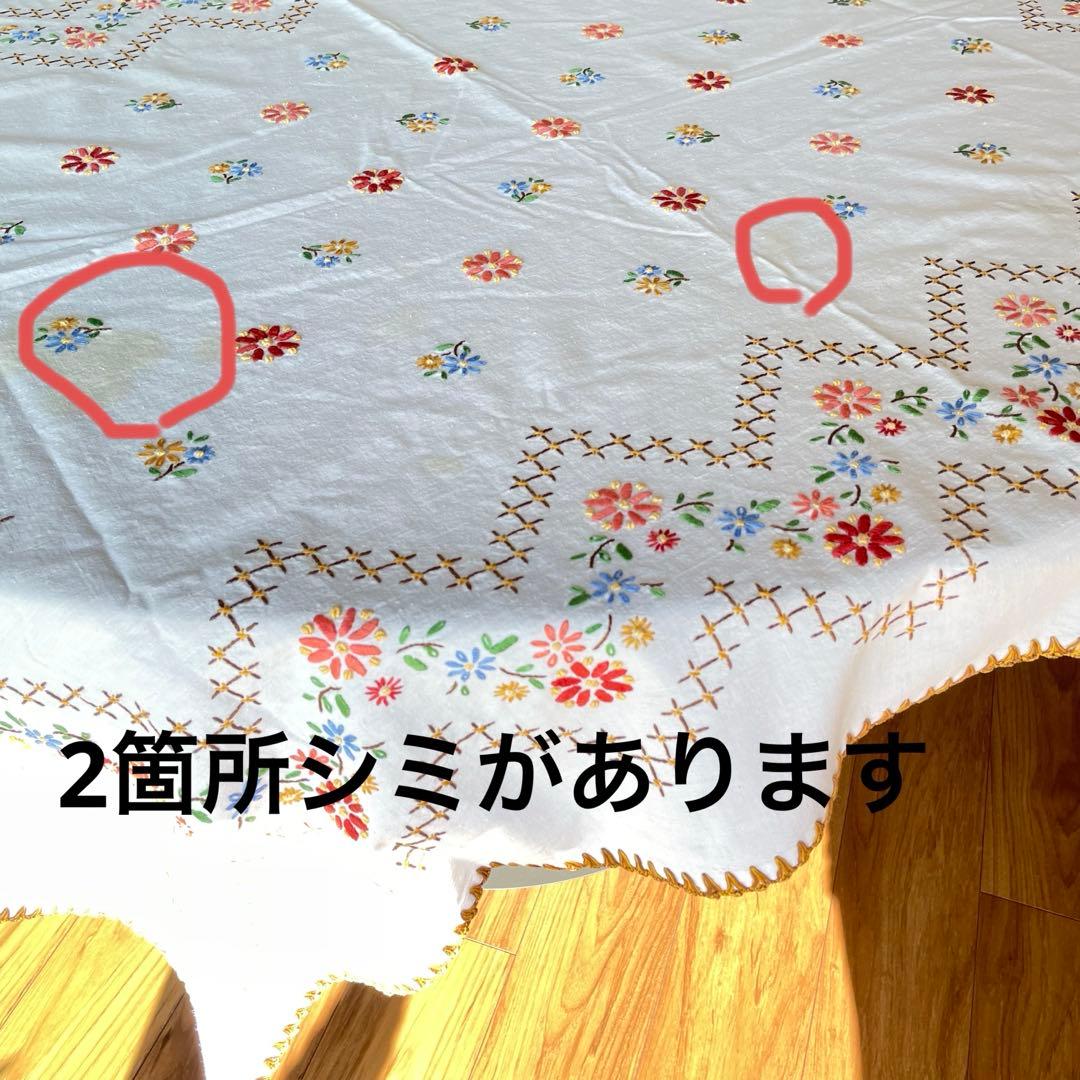 アンティーク 刺繍 テーブルクロス　フランス製　大判