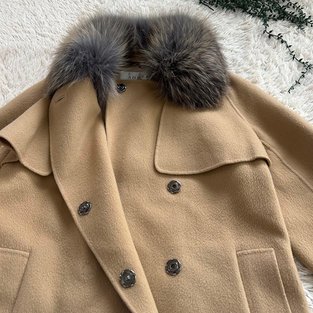 美品✨アドーア ゴールデンアイランドフォックスカシミヤ混 ウールコート