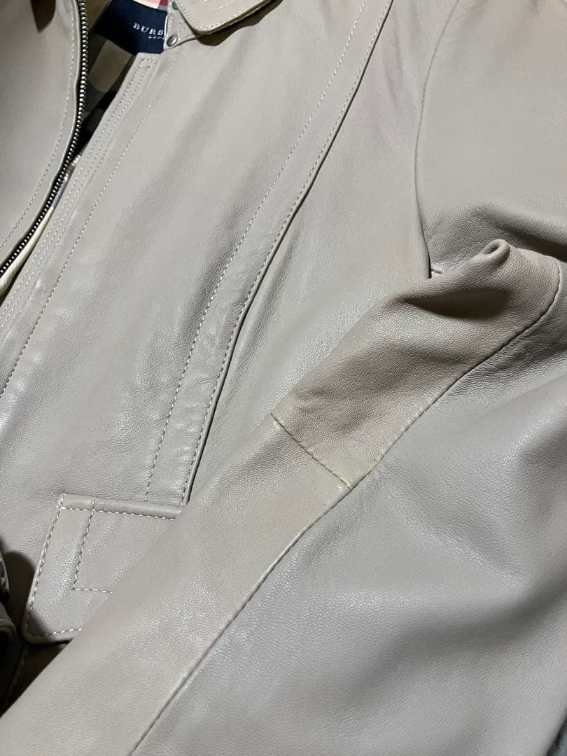 バーバリーロンドン　羊革 ラムレザージャケット グレージュ38