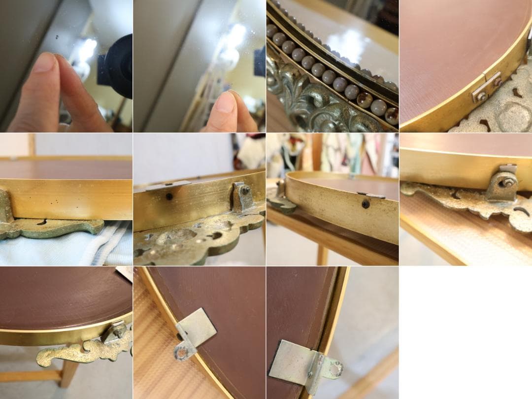 アンティーク調 ウォールミラー 壁掛け鏡 エレガント クラシカル ロココ調