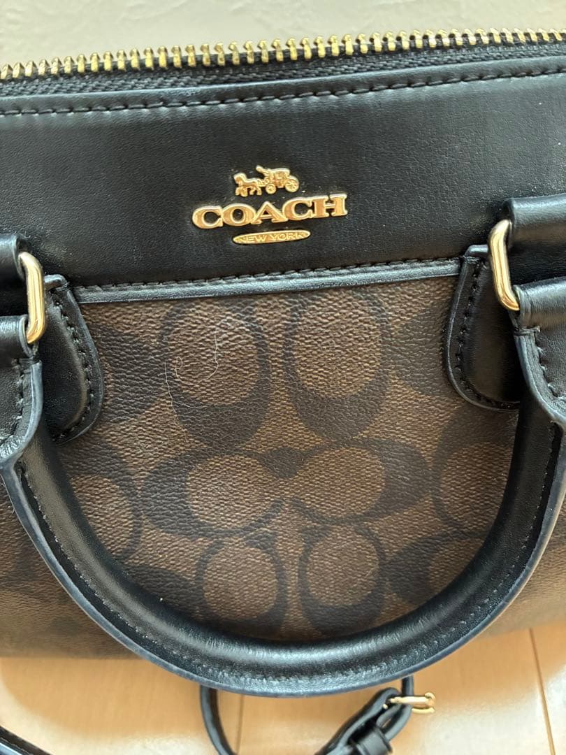 COACH ロゴ入りハンドバッグ ブラウン/ブラック