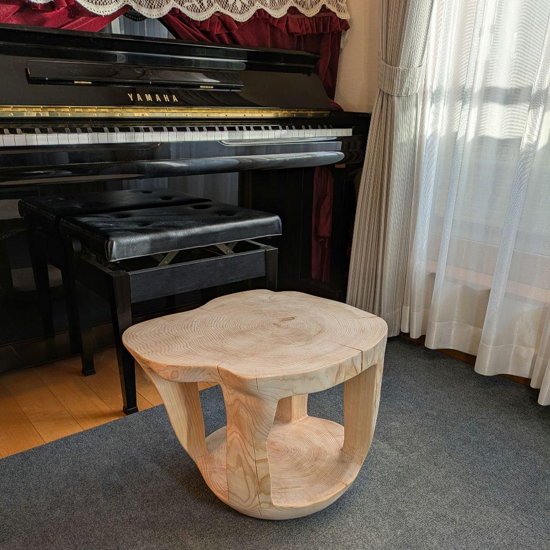 檜　大型　切り株　丸太　刳り抜き　椅子 スツール　高さ約38.5㎝