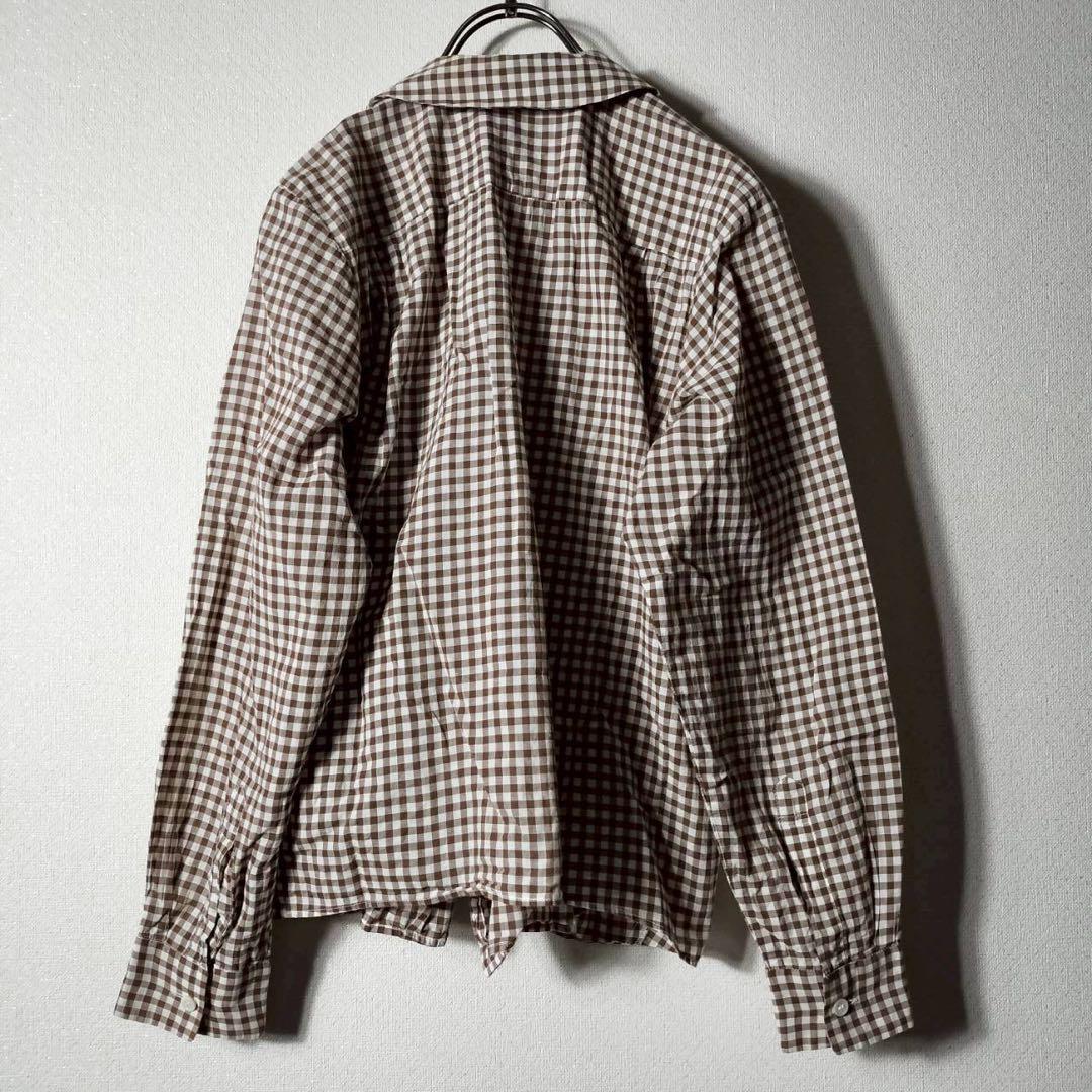 トリココムデギャルソン 立体フリルシャツ チェック バラ 花 丸襟 コットン綿