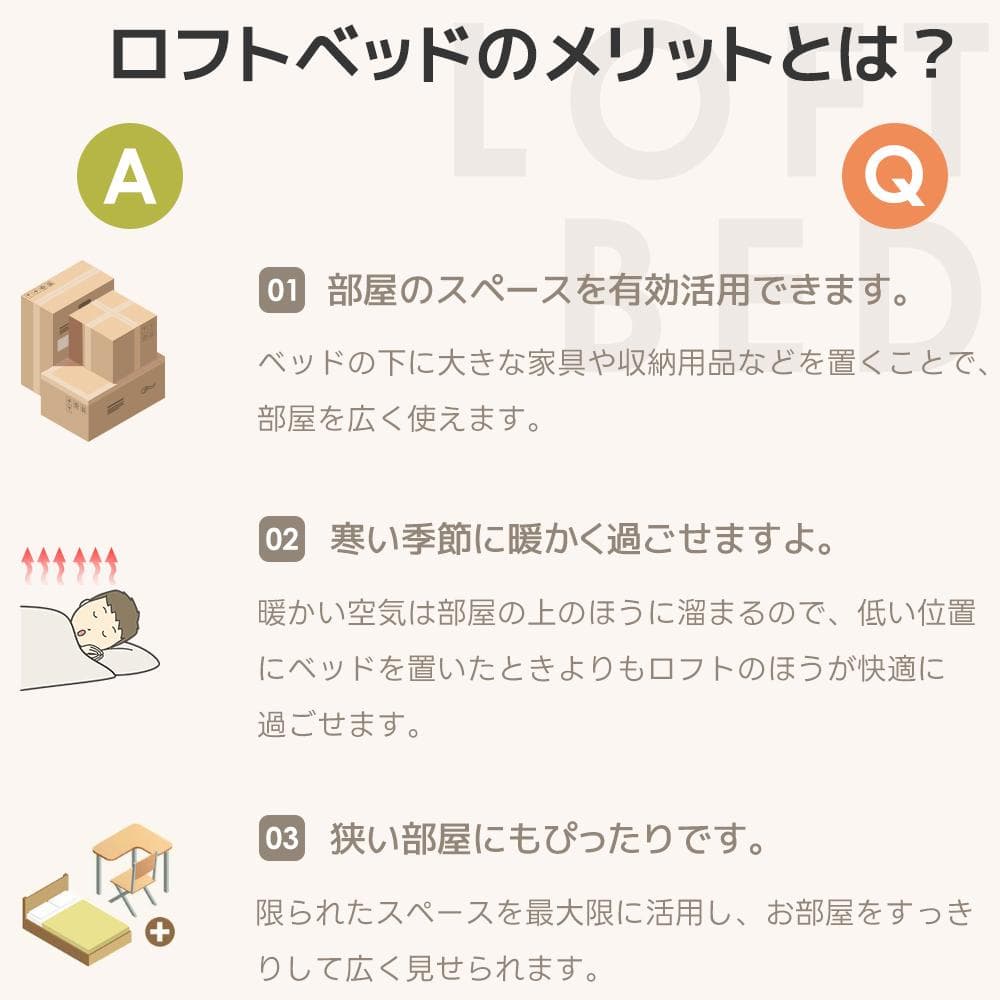 ロフトベッド シングル コンセント付き 収納付き 北欧風 スチール BLACK