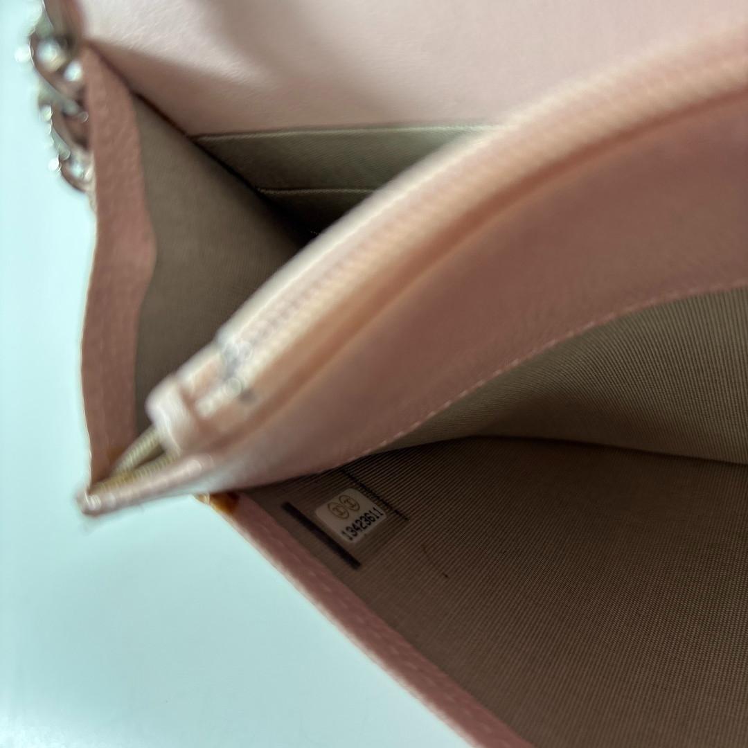 超極美品 シャネル キャビアスキン チェーンウォレット ピンク ショルダーバッグ