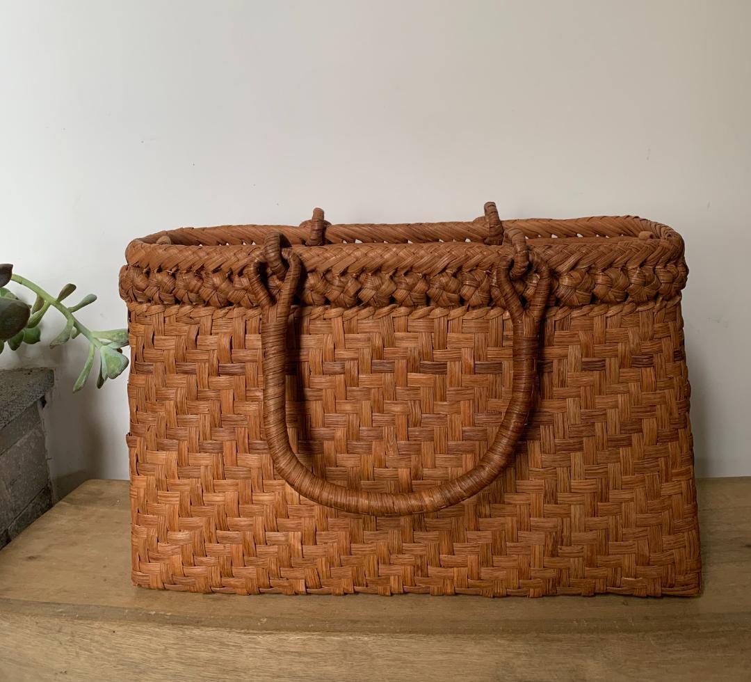 【期间限定】山葡萄 かごバッグ 六角花結び編み 網代編み 変則二重編み 内布付き