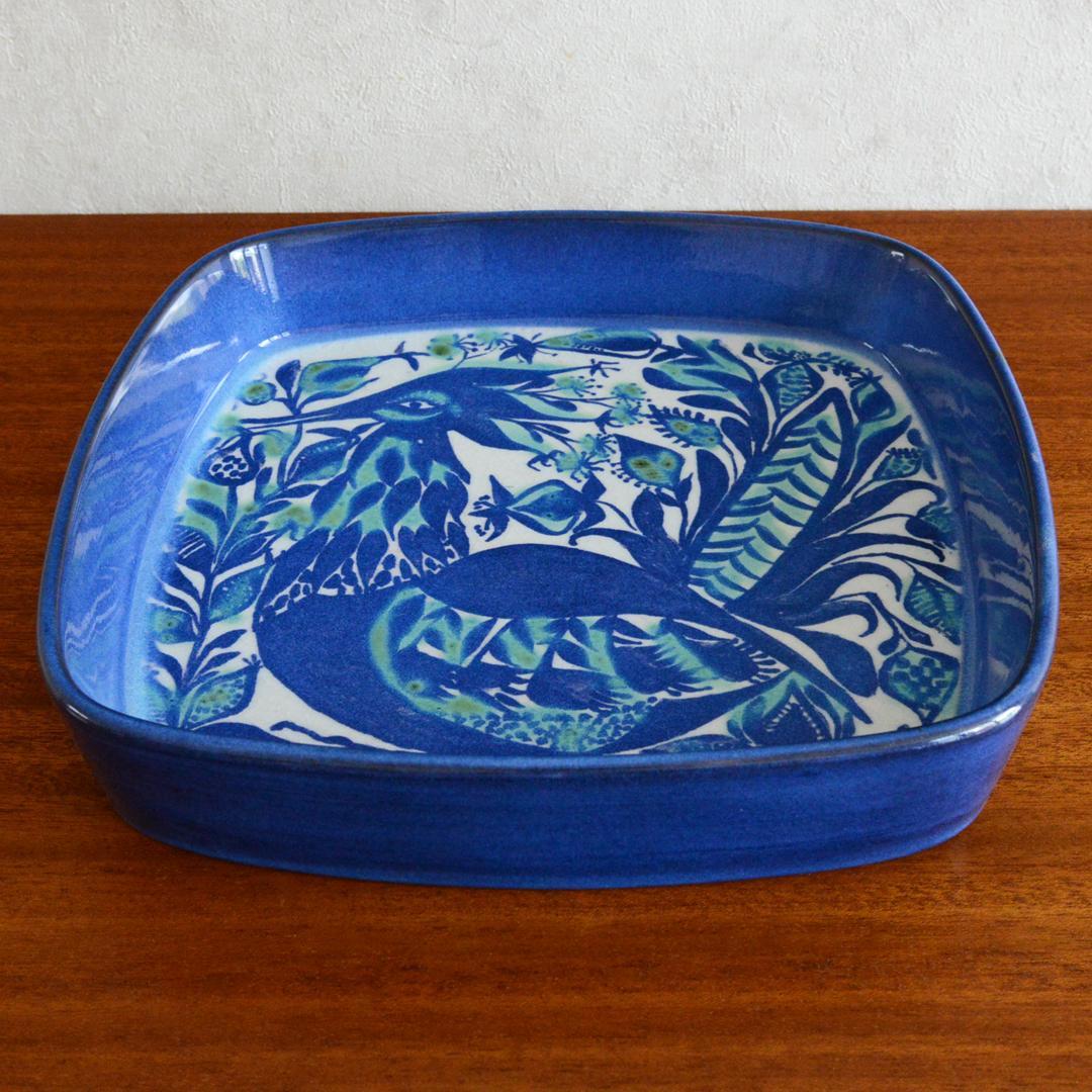 ロイヤルコペンハーゲン テネラ 鳥 スクエアプレート アルミニア ブルー北欧雑貨