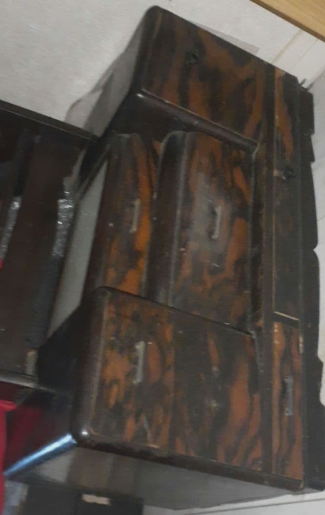 レア　アンティーク鏡台木製ウッド引き出しスタンドミラー