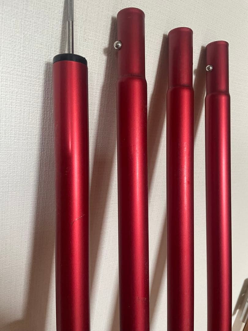 スノーピーク　ウイングポール　レッド280cm☓3本セット