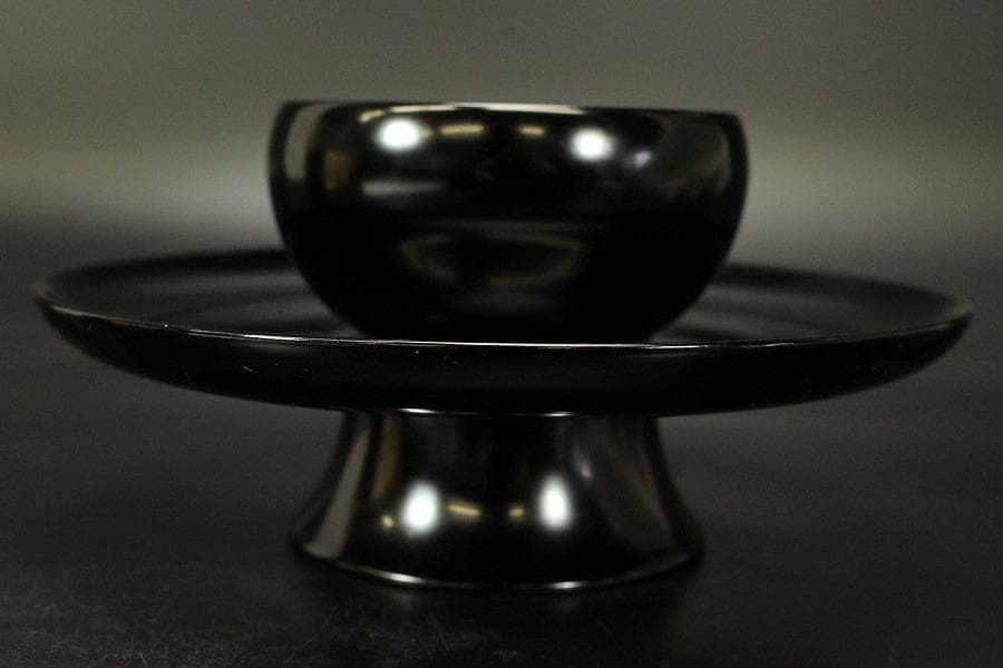 茶道具 油滴天目茶碗 塗り台 二件(ZE616)