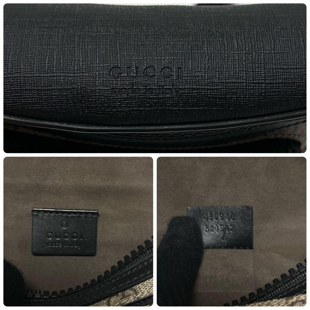 l02【極美品】グッチ　GGスプリーム　レザー　ウエストバッグ　ボディバッグ.