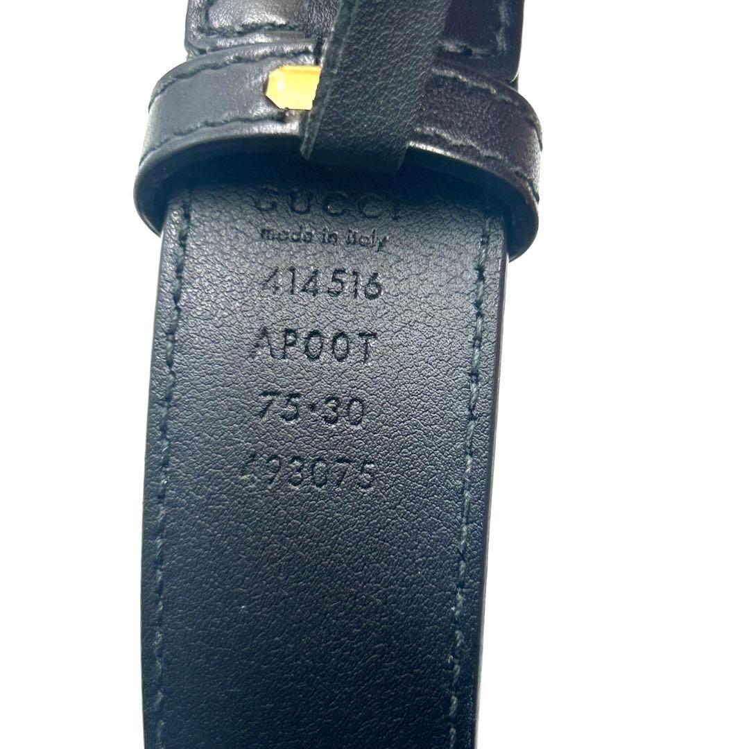 GUCCI グッチ ベルト GGマーモント レザー ブラック ゴールド