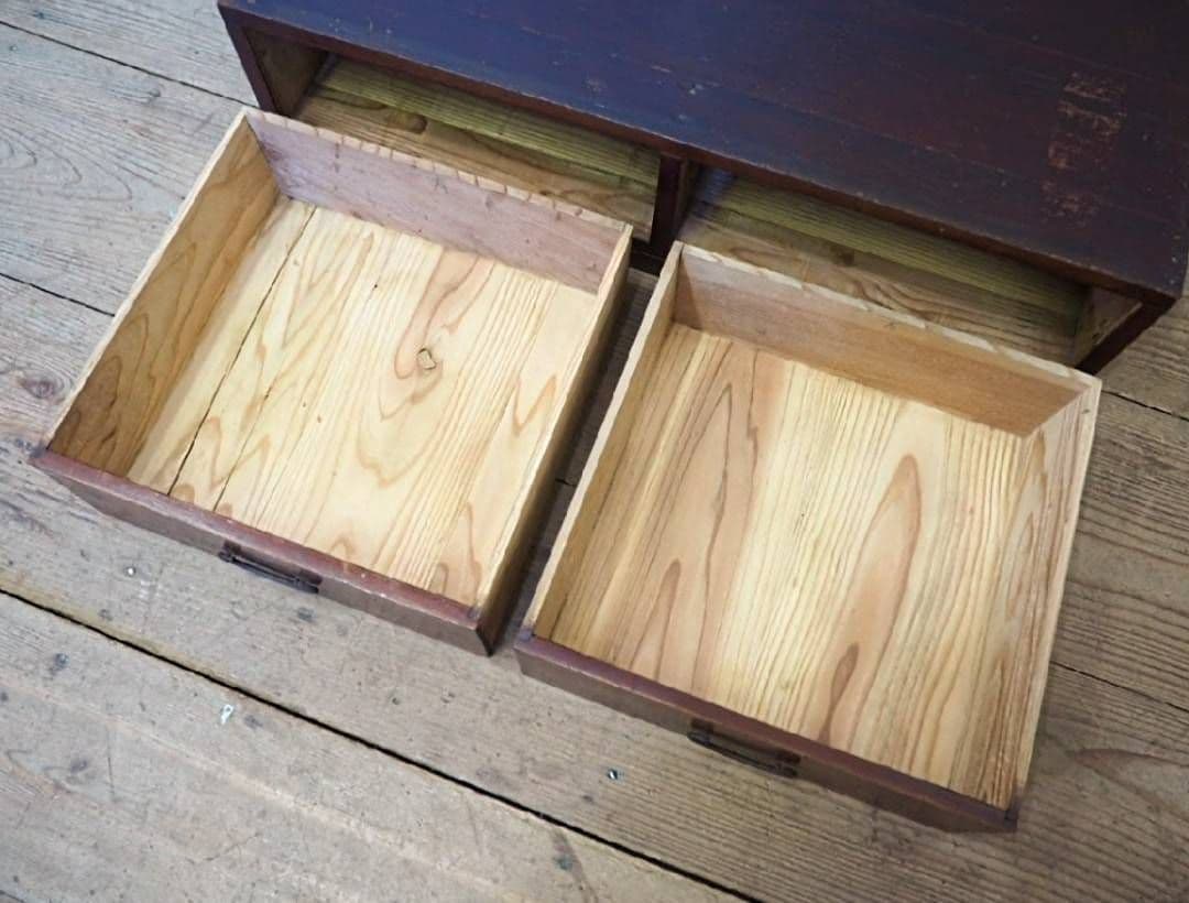 1083 アンティーク　前欅の収納棚　引き出し　陳列台　展示台　置床　レトロ