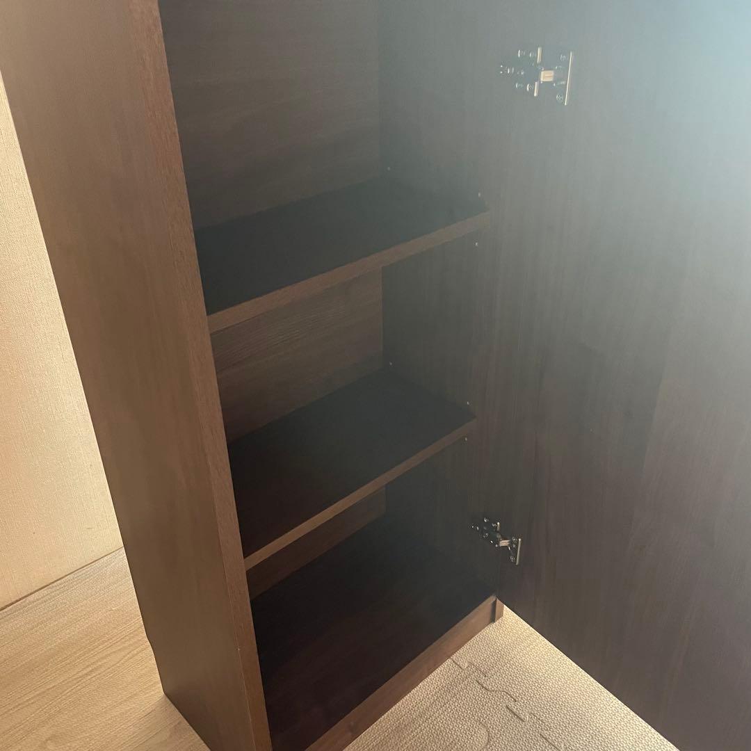 ベルメゾン　ダークブラウン　鍵付き本棚 3段　同人誌