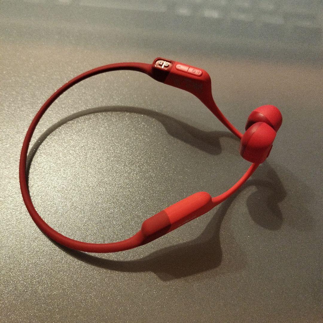 SHOKZ OPENRUN 骨伝導イヤホン レッド　使用時間30分　使用1回美品