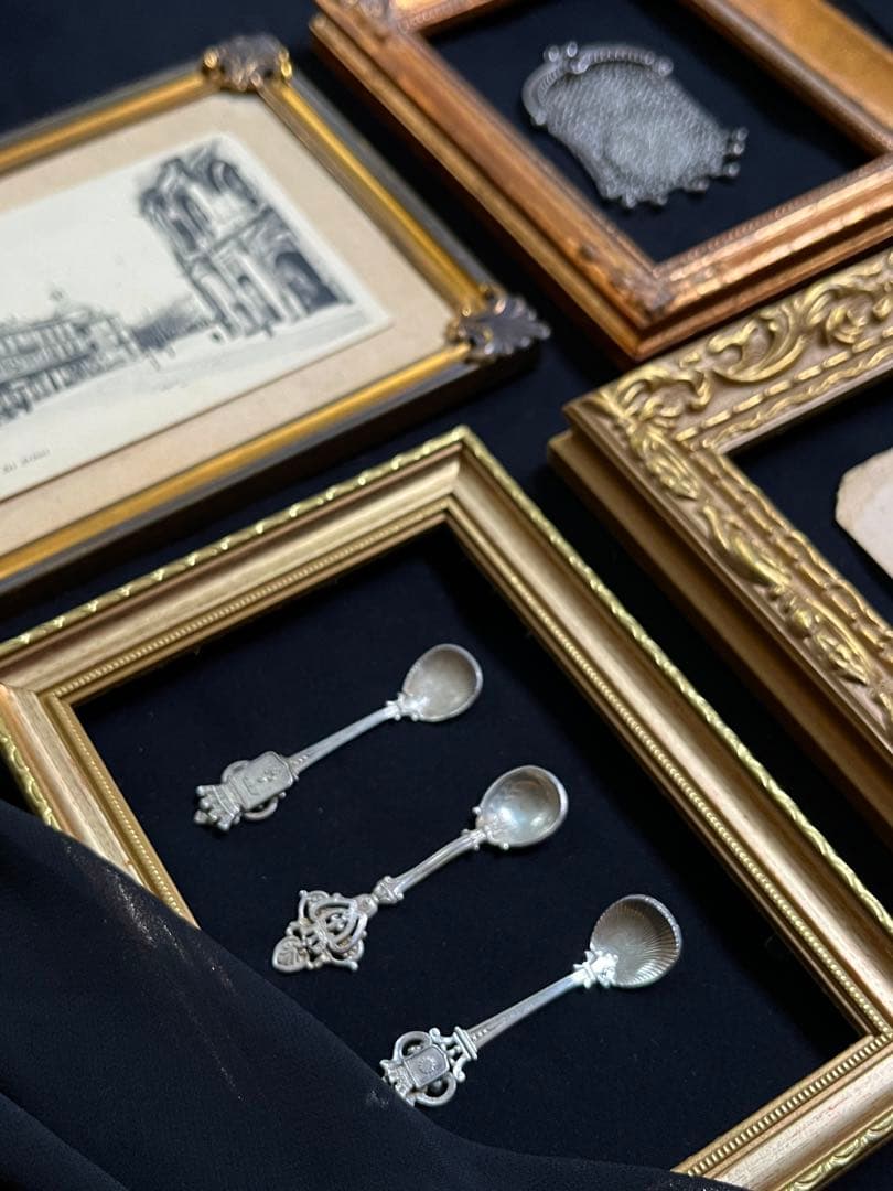 ◆フランスアンティーク｜写真立てフレームフォトスタンド木枠額縁額装ガラス壁掛け