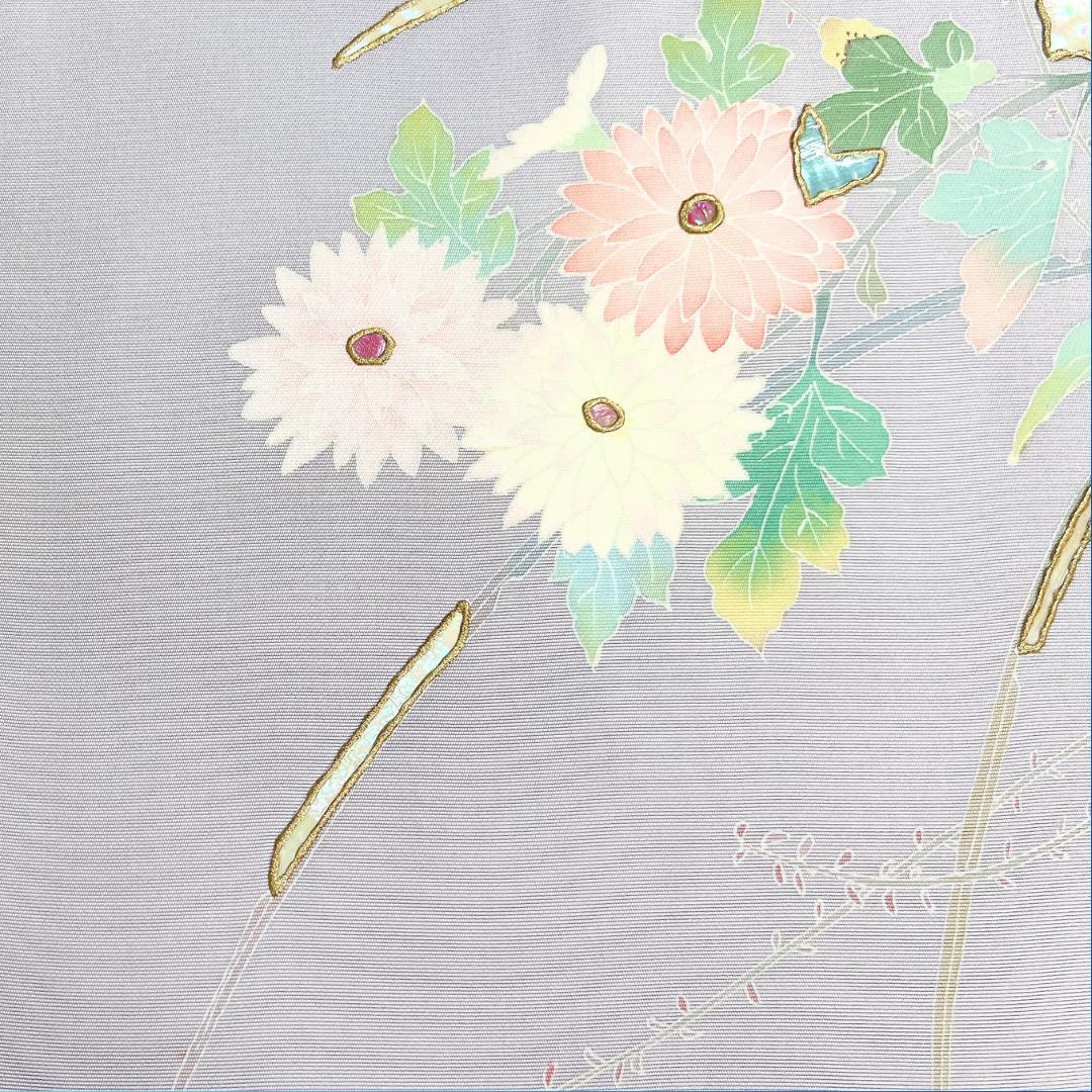 作家もの　名古屋帯　螺鈿細工　京加賀友禅　塩瀬　花　着物　122b d ms