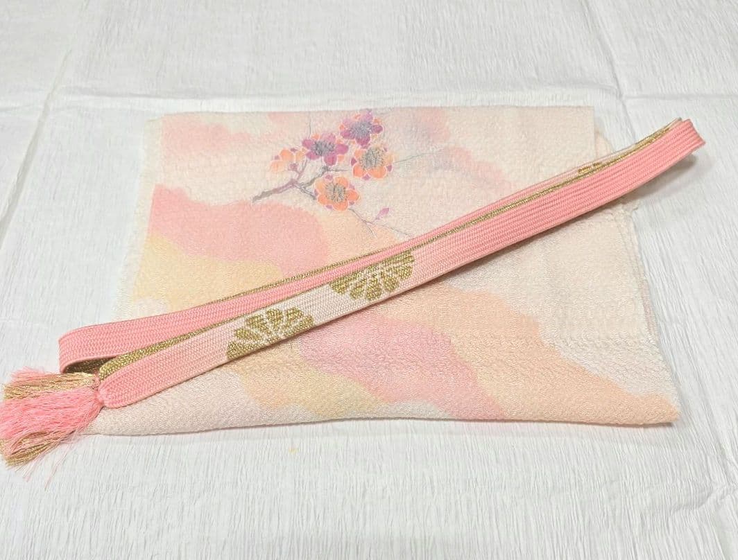 オフホワイト菊梅訪問着と袋帯・帯揚げ帯締めの4点フルセット