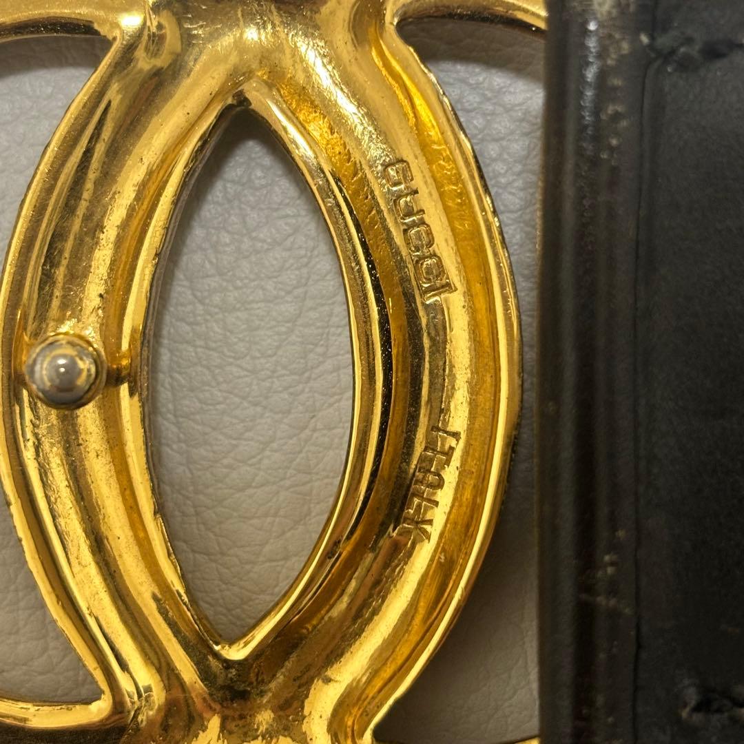 グッチ ベルト インターロッキング GG ブラック レザー ゴールド