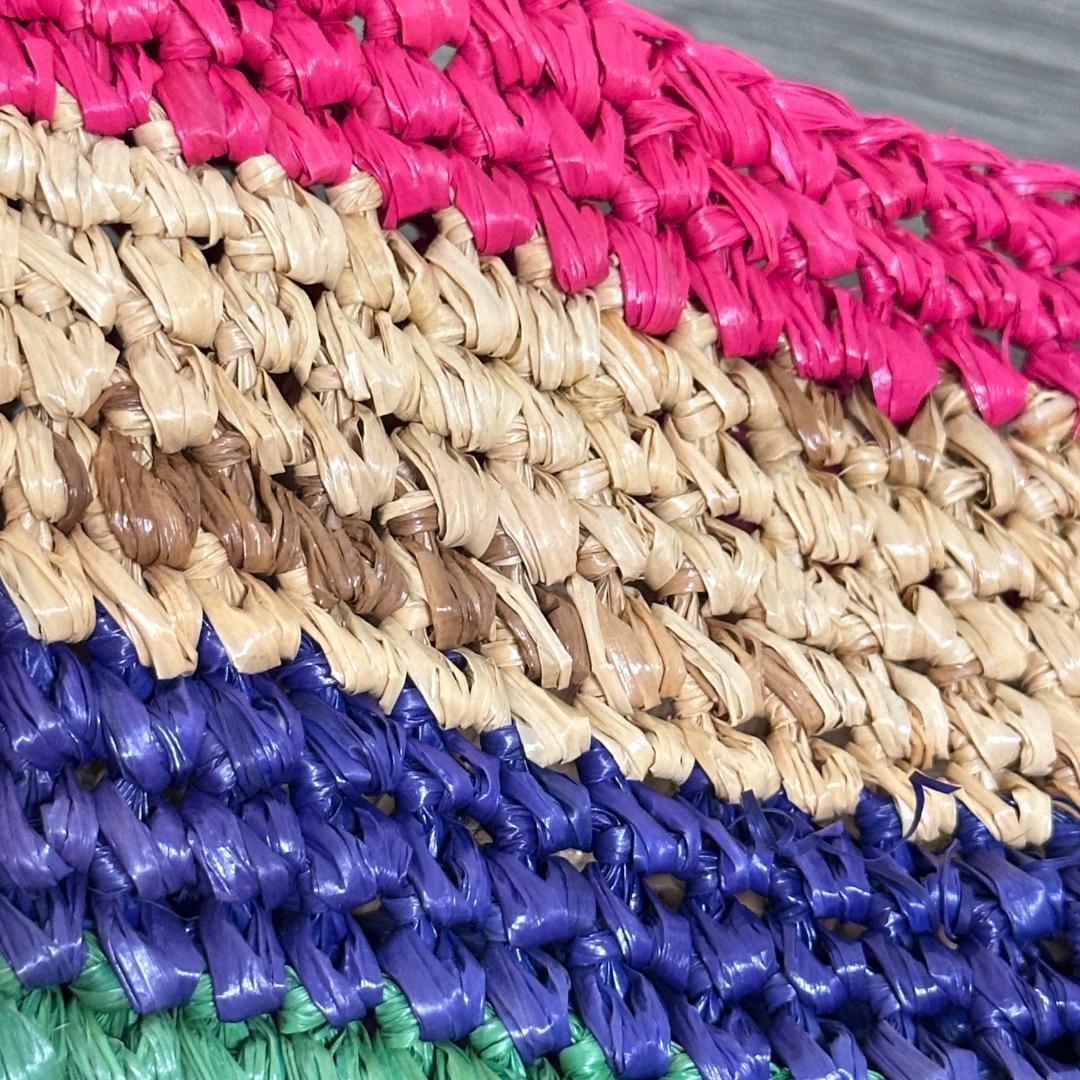 ポロラルフローレン ビッグポニー ラフィアトートバッグ かごバッグ マルチカラー