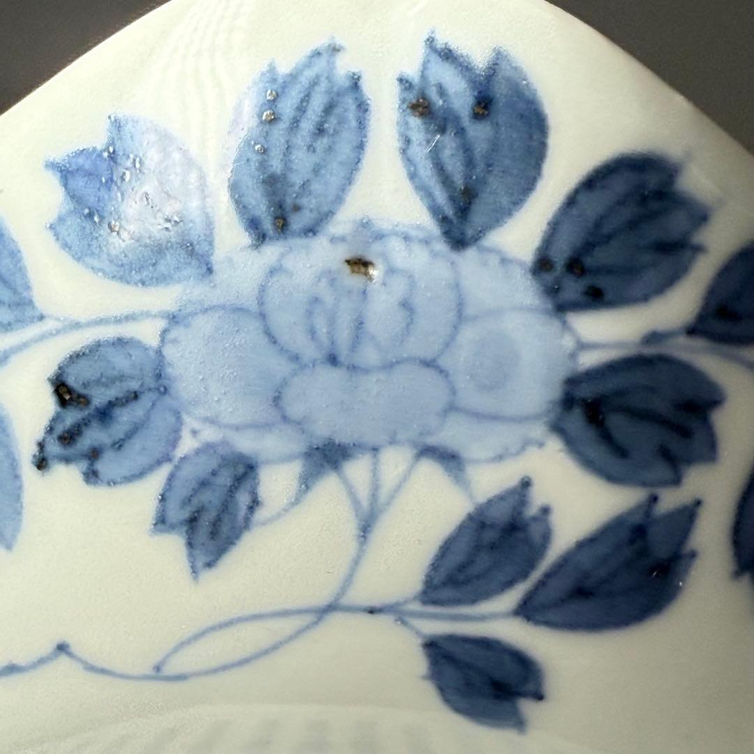 後期鍋島　江戸後期　染付楼閣山水図四方皿　共箱　緻密な絵付け　古美術　蒐集家旧蔵