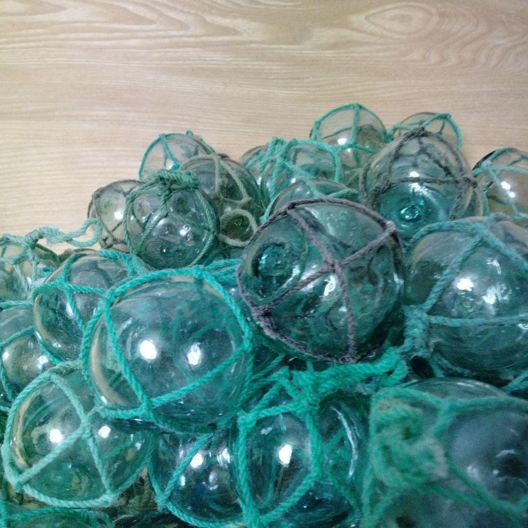 ガラス浮球　浮き玉　ガラス玉　漁具　 １０１個セット　網紐付き