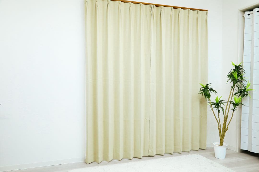 NaoNao　1級遮光防炎カーテン BE 150㎝×242㎝　2枚