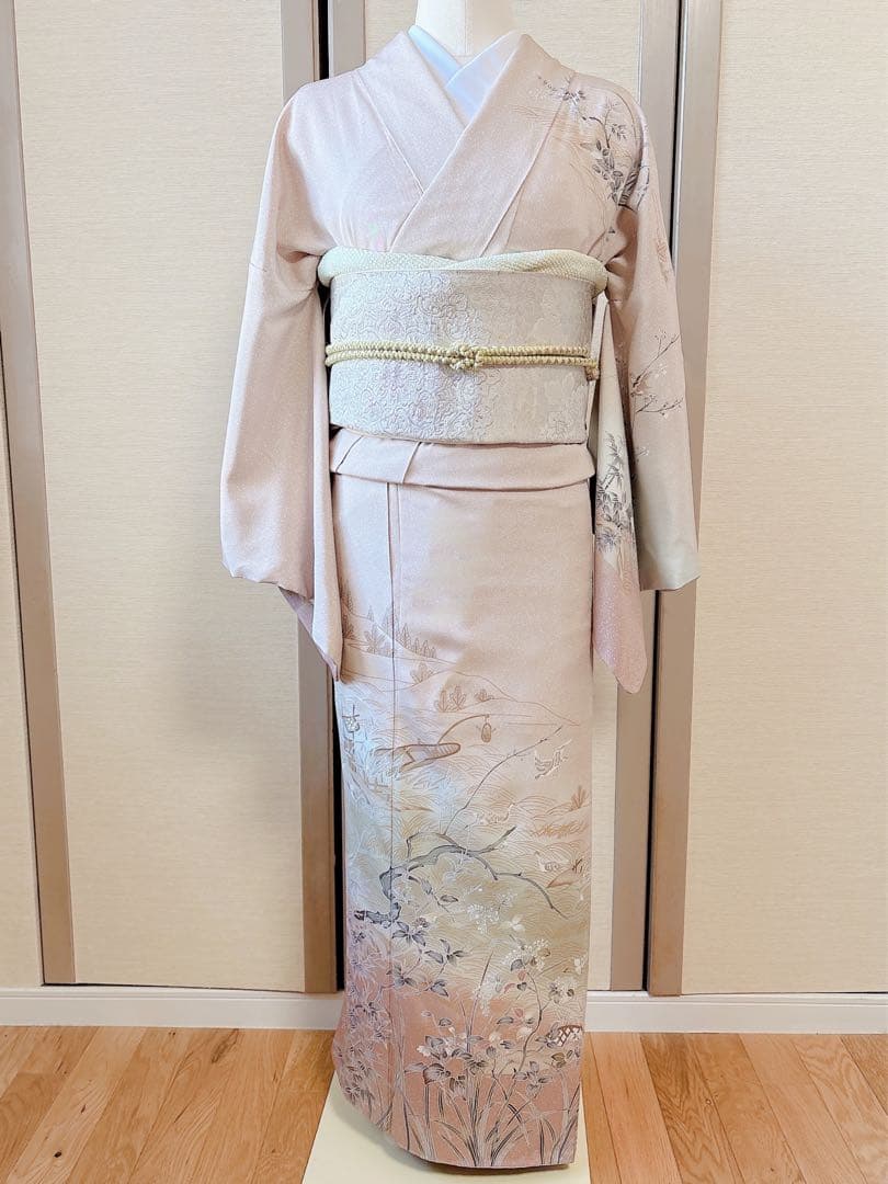 極美品　訪問着　フルセット 友禅 裄67 68 蝶　鳥卒業式　入学式　M L