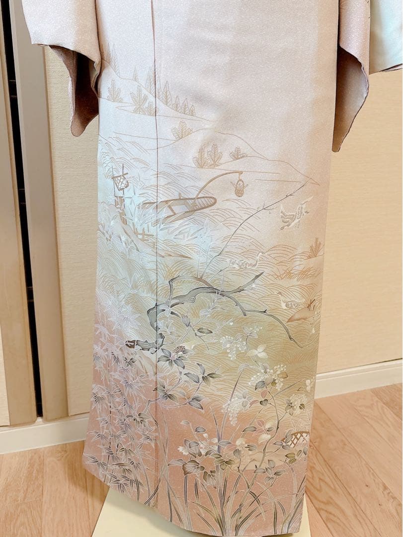 極美品　訪問着　フルセット 友禅 裄67 68 蝶　鳥卒業式　入学式　M L