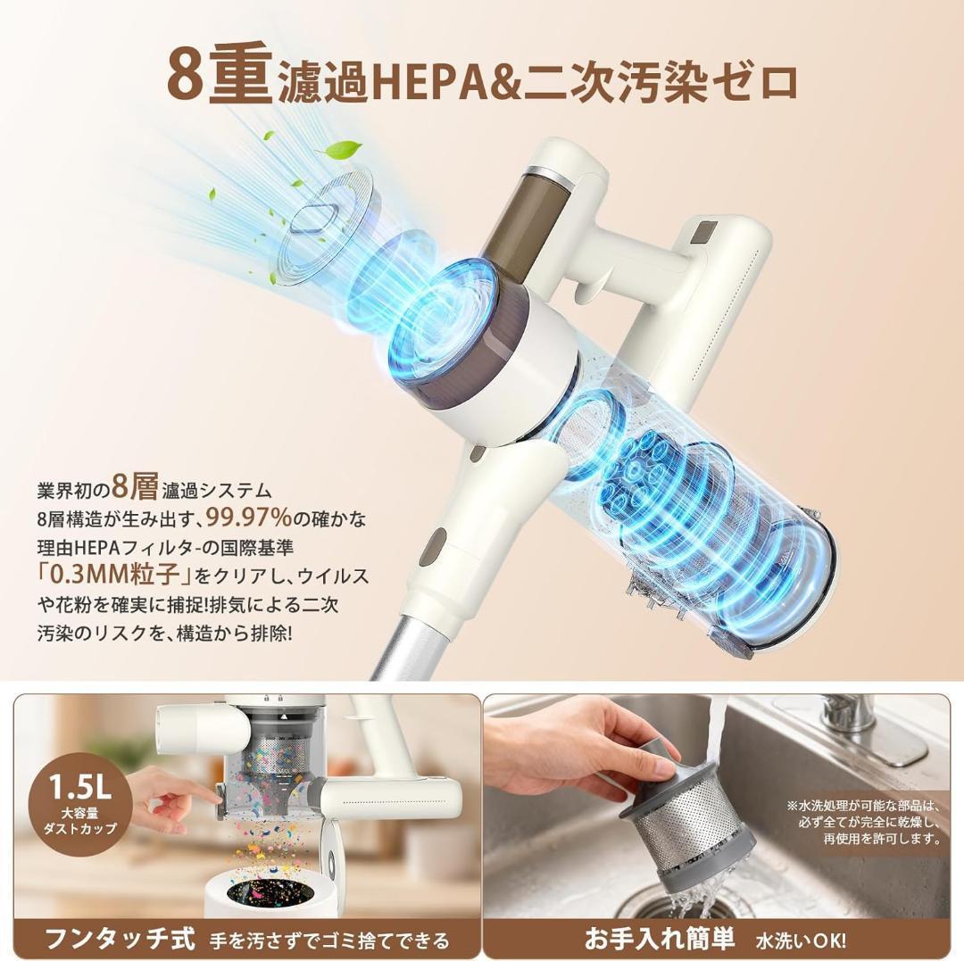 新品 掃除機 コードレス スティッククリーナー 75KPa 65分連続 強力吸引