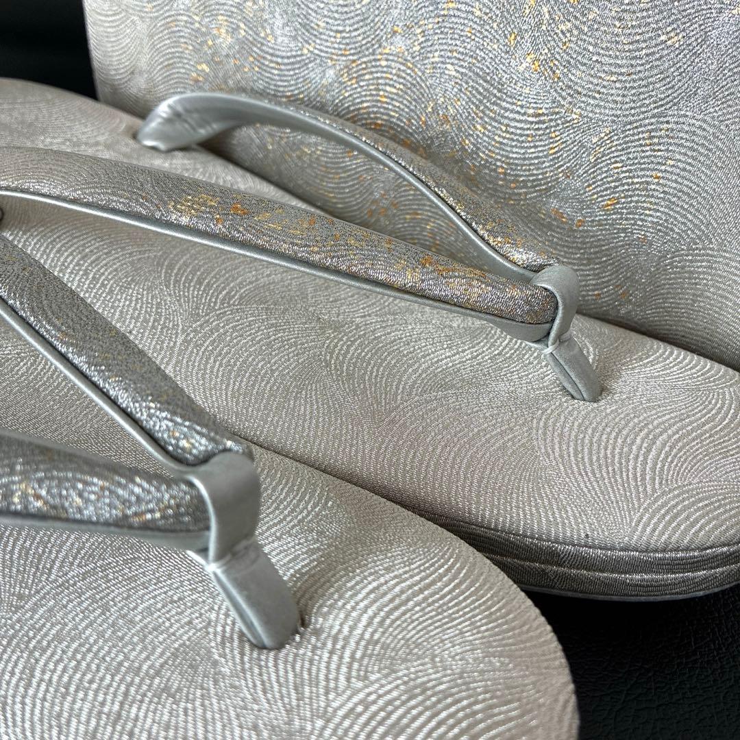 355草履バッグセット皮革製 礼装用 銀糸 金糸 シンプル 留袖 訪問着 着物