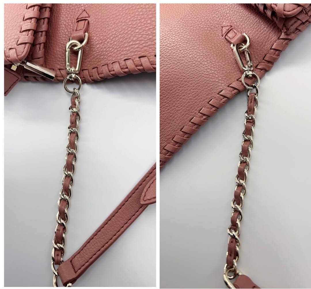 極美品✨TORY BURCHチェーンショルダー　マリオン　ピンク系