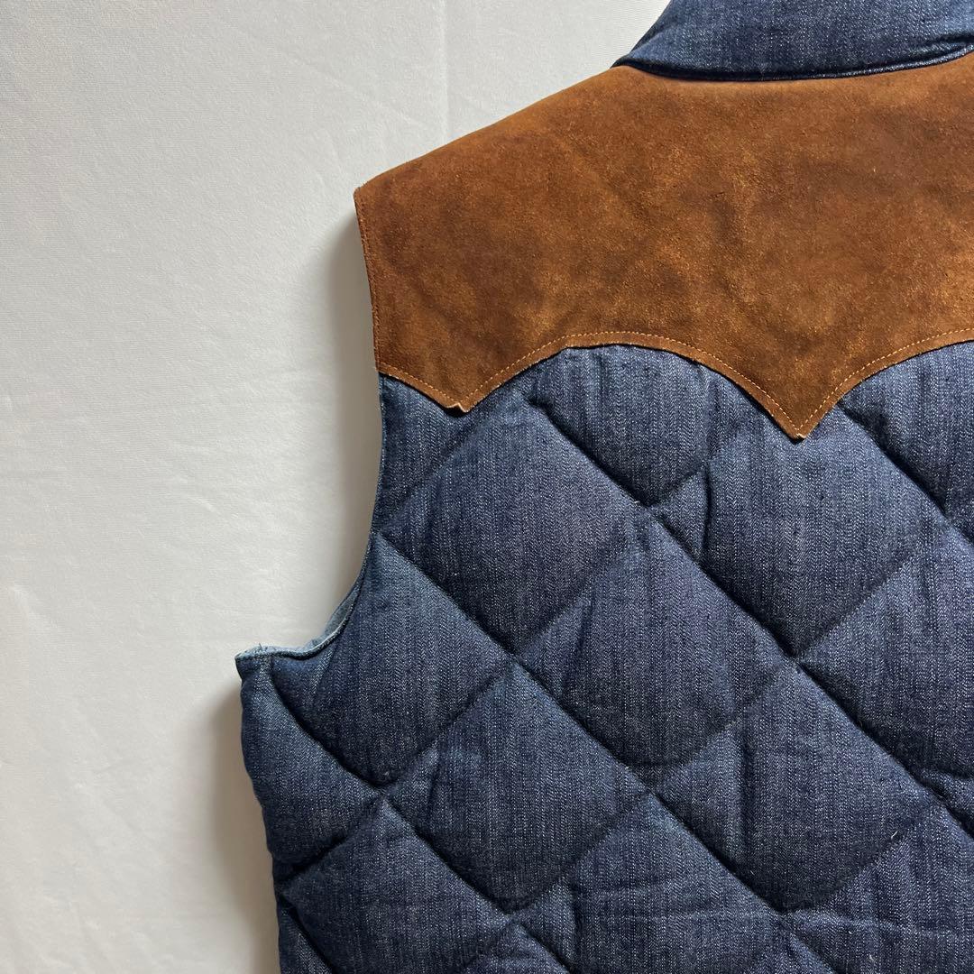 SUGAR CANE レザーヨーク デニムダウンベスト　キルティング　インディゴ