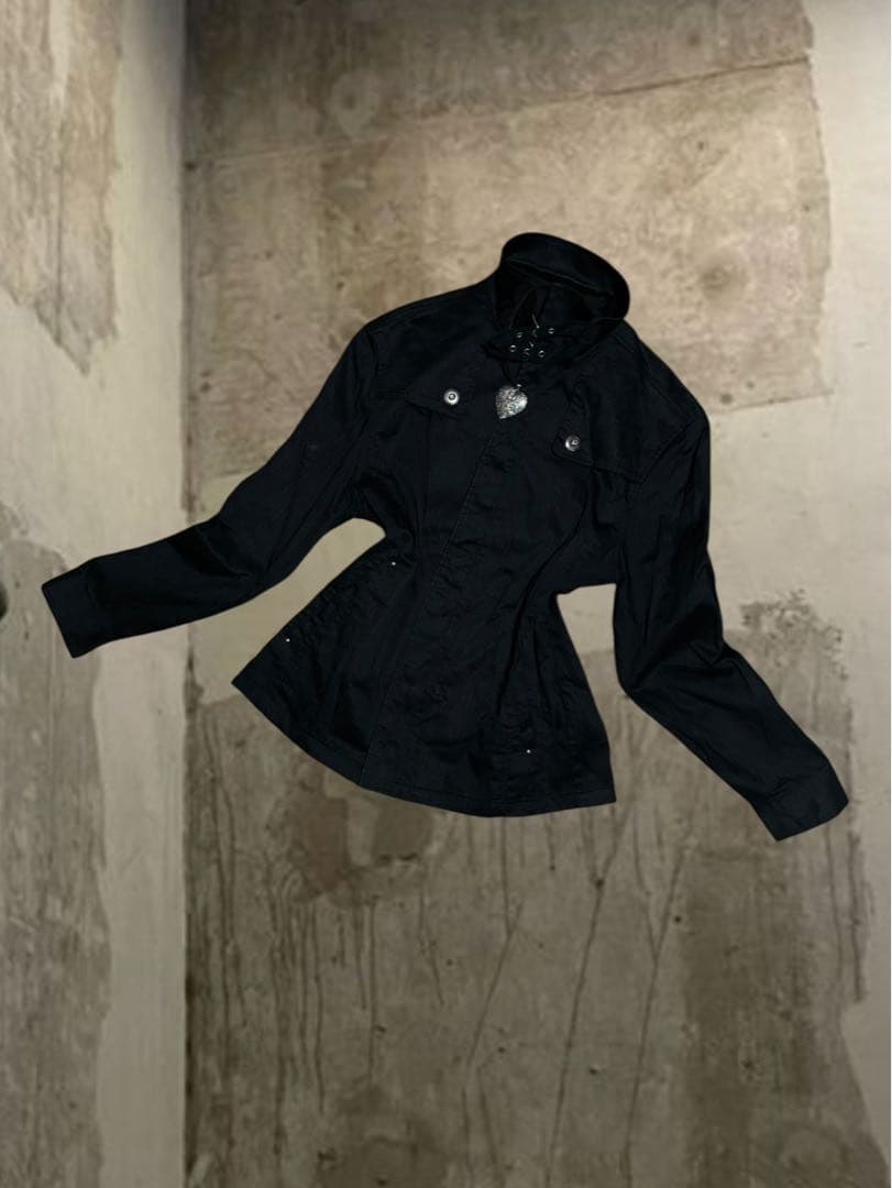 y2k00s当時物　平成ギャルダブルベルトライダース黒ダークコア　ストライプ