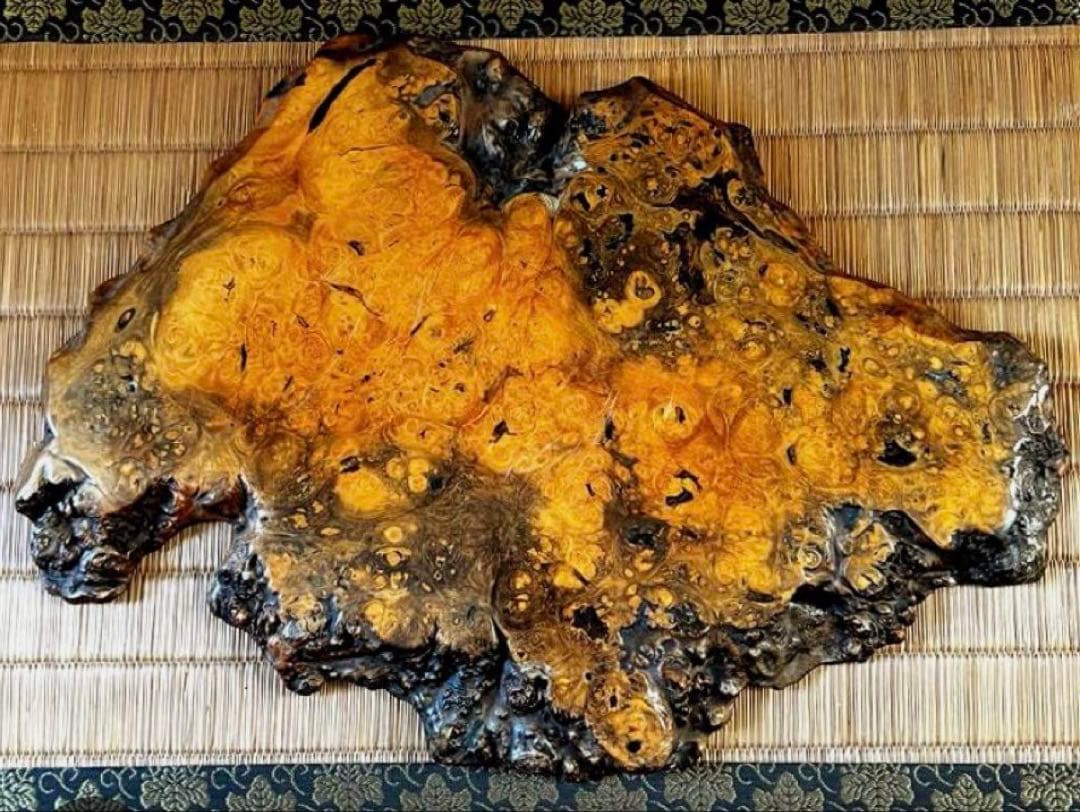 天然時代木 花梨 玉杢 瘤 花台 香台 盆栽台 平台 約42㎝