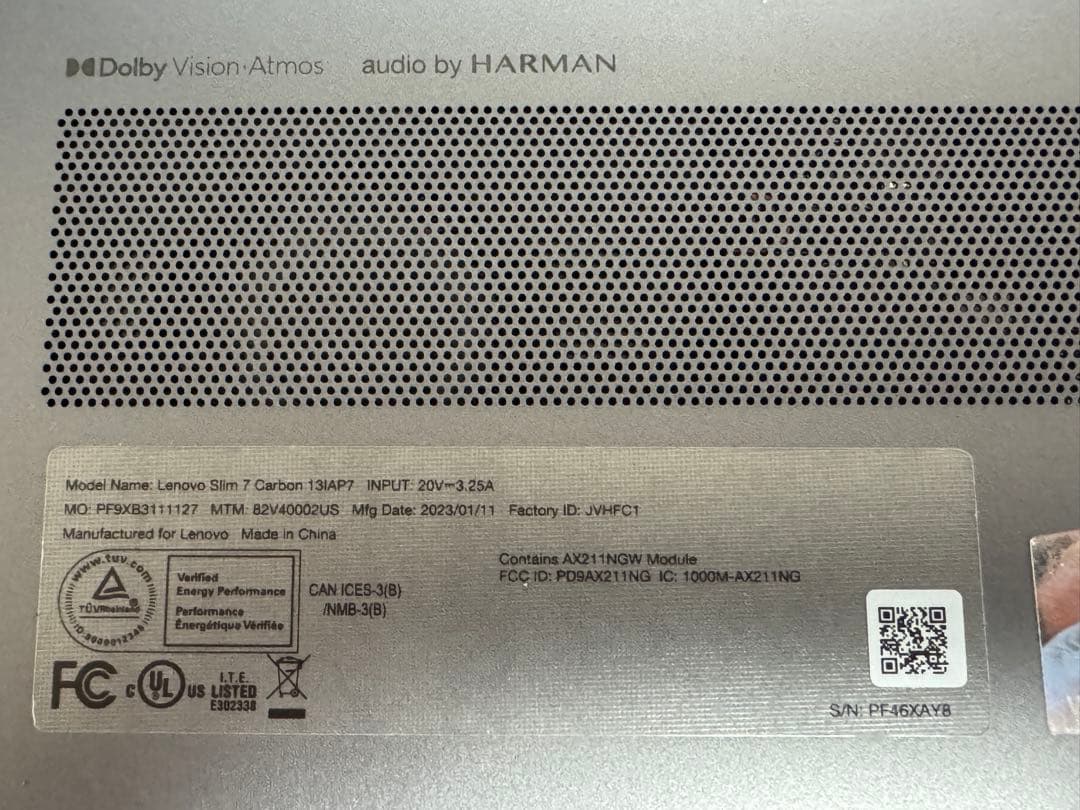 Windowsノート本体 Lenovo YogaSlim 7 i7-1260P/1TB/16GB/US