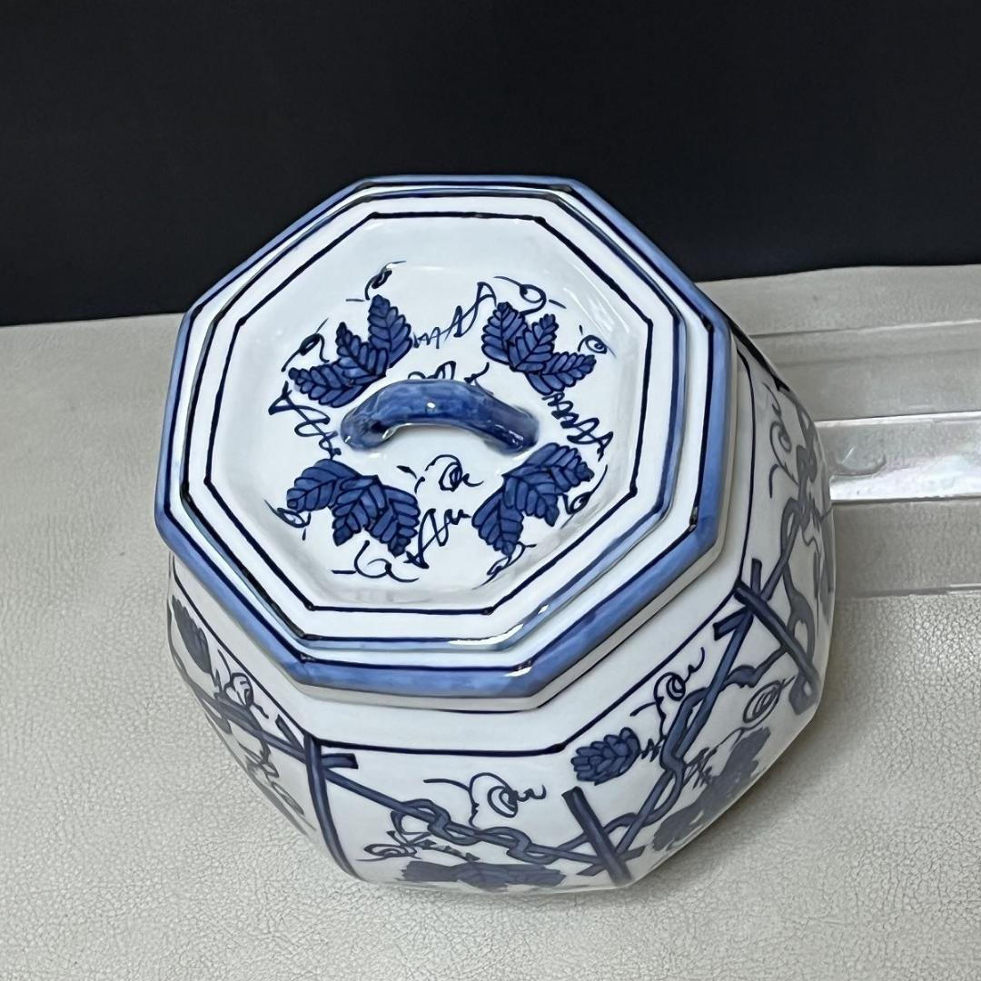 平安 静山 染付 葡萄棚 水指 共箱 茶道具 【k3526】