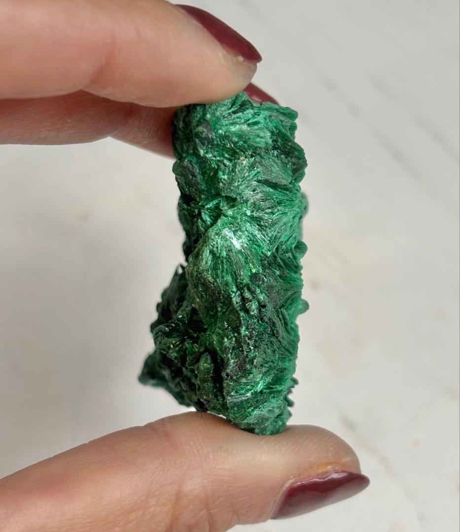 《放射状フラワー結晶が広がる》 マラカイト原石 天然・未研磨 鉱物標本